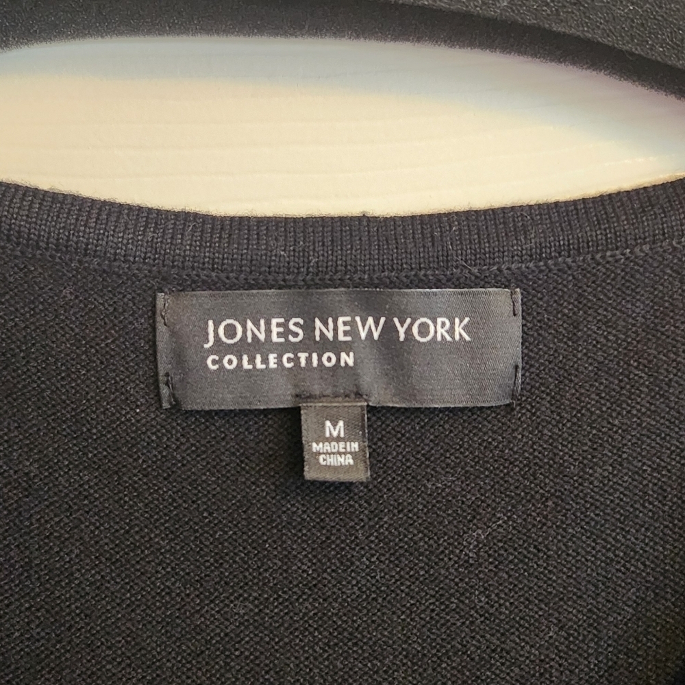 Jones New York Black Dress With Crochet Sleeves Medium - Picture 3 of 4
